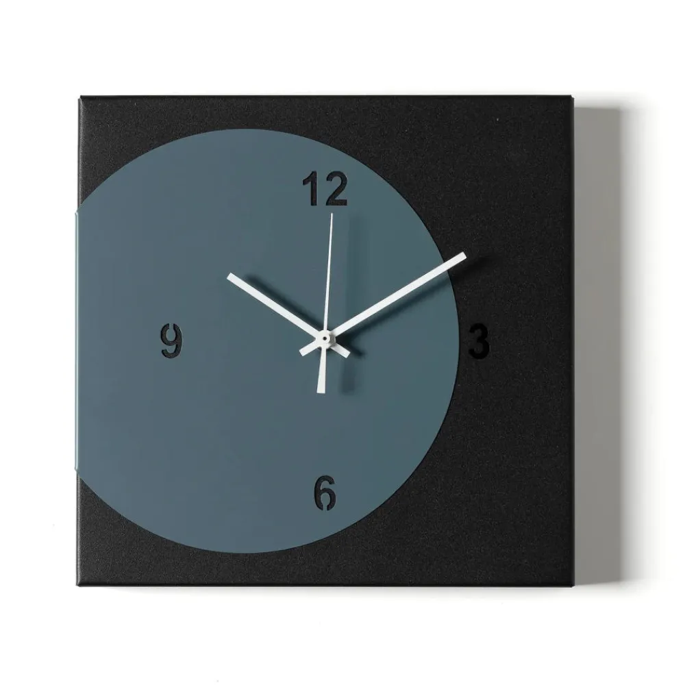 Orologi Da Parete Moderni-Selezionato da Mazzolaluce Orologio moderno da parete design quadrato nero e petrolio
