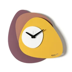Orologi Da Parete Moderni-Selezionato da Mazzolaluce Orologio moderno da parete design ondulato viola mousse e ocra
