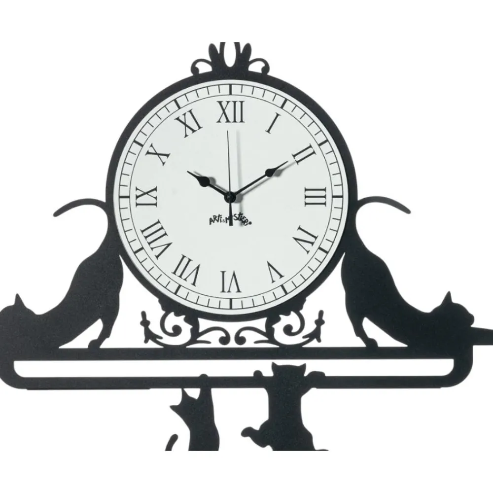 Orologi Da Parete Moderni-Selezionato da Mazzolaluce Orologio moderno da parete design gatti metallo nero numeri romani