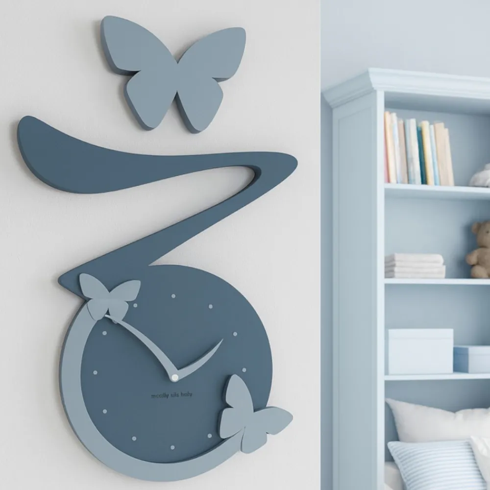 Orologi Da Parete Moderni-Selezionato da Mazzolaluce Orologio moderno da parete farfalle legno carta da zucchero