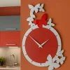 Orologi Da Parete Moderni-Selezionato da Mazzolaluce Orologio moderno da parete farfalle legno grigio rosso rubino
