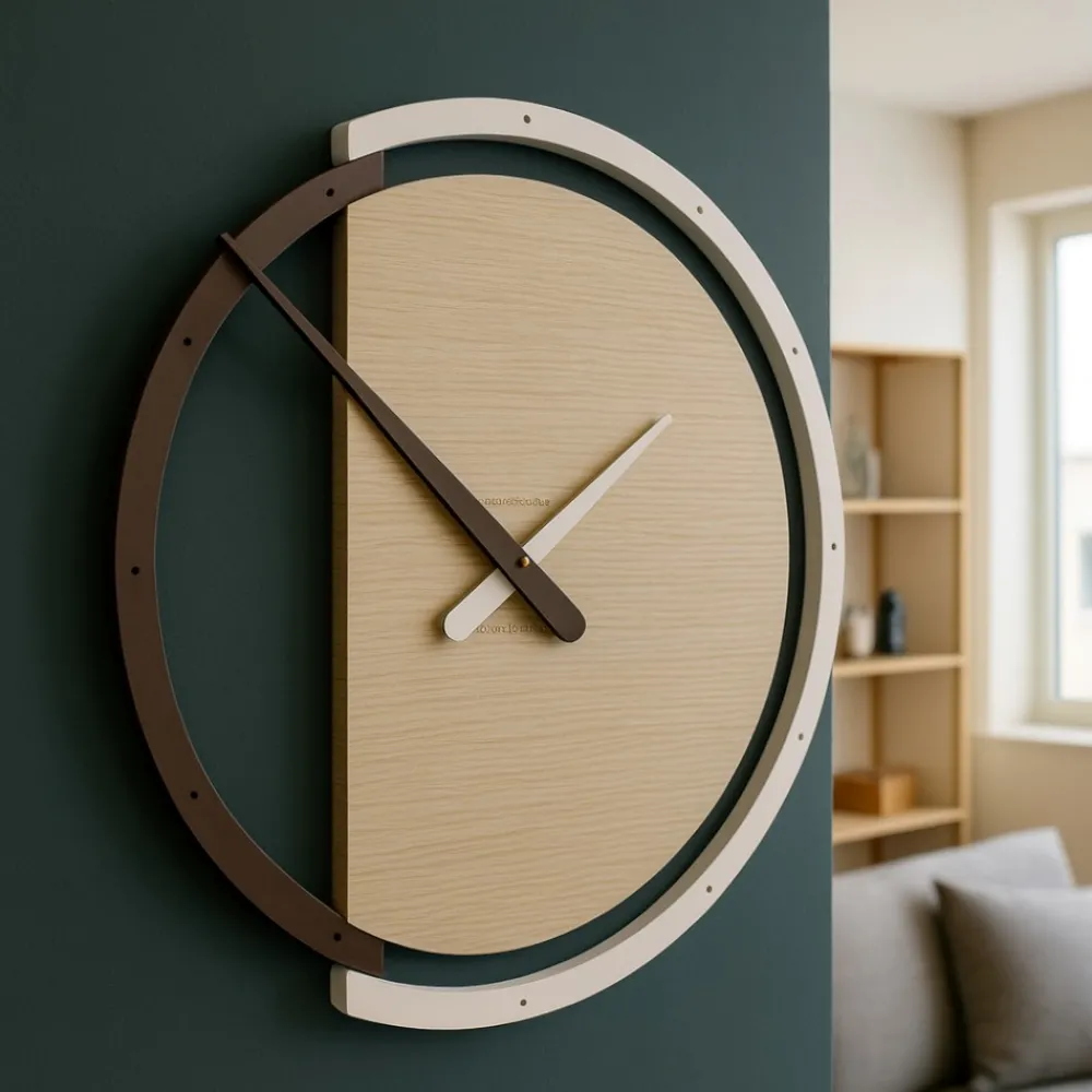 Orologi Da Parete Moderni-Selezionato da Mazzolaluce Orologio moderno da parete legno rotondo bianco e cioccolato