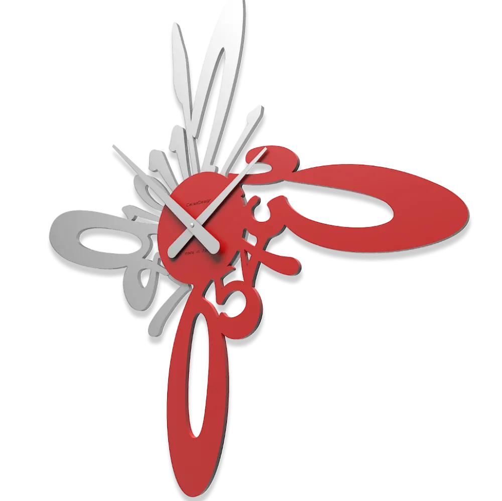 Orologi Da Parete Moderni-Selezionato da Mazzolaluce Orologio moderno da parete legno colore rosso fuoco