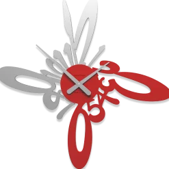 Orologi Da Parete Moderni-Selezionato da Mazzolaluce Orologio moderno da parete legno colore rosso fuoco