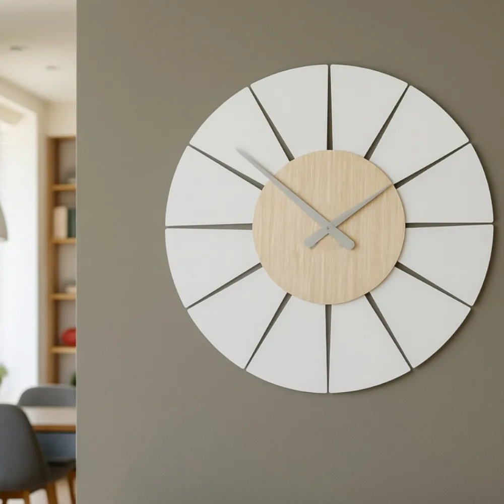 Orologi Da Parete Moderni-Selezionato da Mazzolaluce Orologio moderno da parete rovere decape in legno rotondo