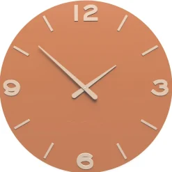 Orologi Da Parete Moderni-Selezionato da Mazzolaluce Orologio moderno da parete smarty legno colore terracotta