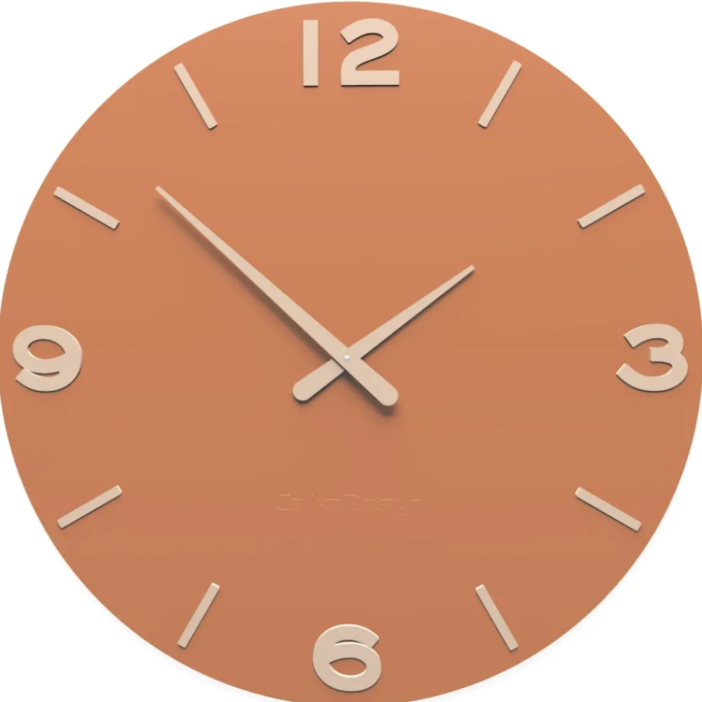 Orologi Da Parete Moderni-Selezionato da Mazzolaluce Orologio moderno da parete smarty legno colore terracotta