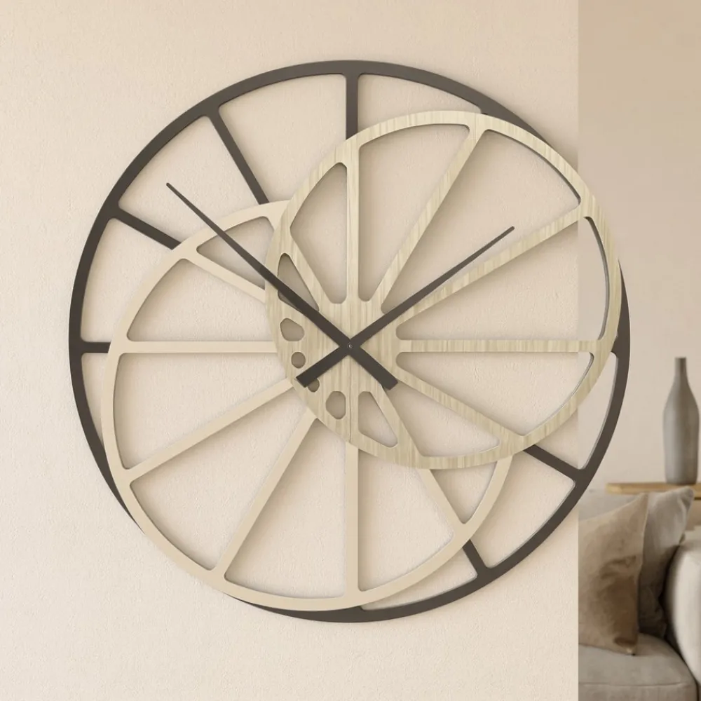 Orologi Da Parete Moderni-Selezionato da Mazzolaluce Orologio moderno grande da parete 95cm rovere breeze design
