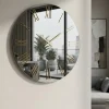 Orologi Da Parete Moderni-Selezionato da Mazzolaluce Orologio moderno per parete effetto specchio fume' dettagli oro