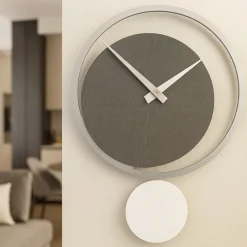 Orologi Da Parete Moderni-Selezionato da Mazzolaluce Orologio moderno radica grigia bianco a pendolo da parete