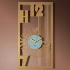 Orologi Da Parete Moderni-Selezionato da Mazzolaluce Orologio moderno verticale da muro oro e verde marino