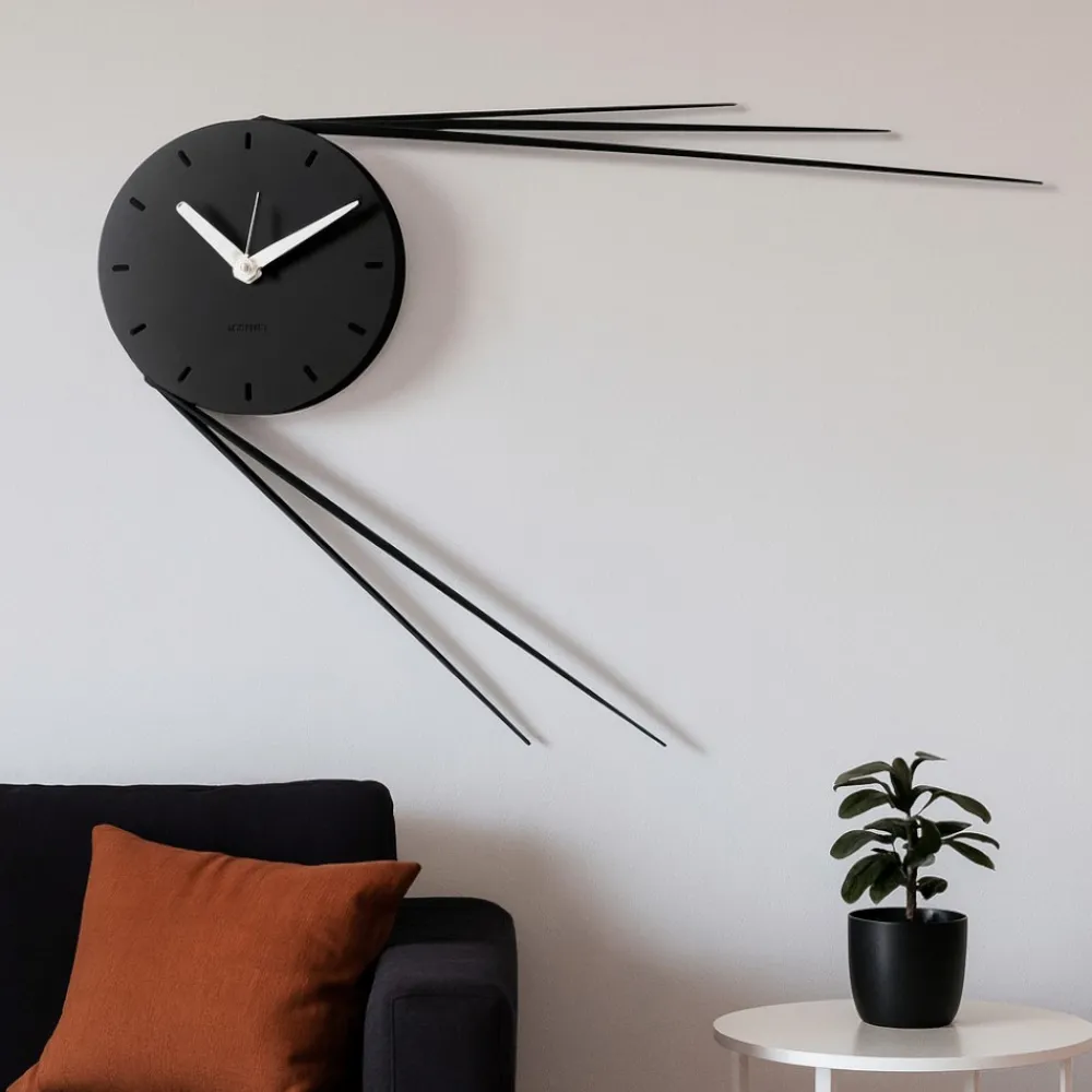 Orologi Da Parete Moderni-Selezionato da Mazzolaluce Orologio nero da muro moderno rotondo design linee