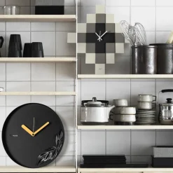 Orologi Da Parete Moderni-Selezionato da Mazzolaluce Orologio nero da parete design rotondo con foglie
