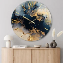 Orologi Da Parete Moderni-Selezionato da Mazzolaluce Orologio onde 60cm design moderno da parete in resina numeri oro