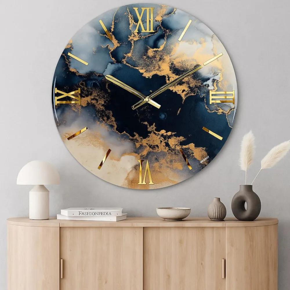 Orologi Da Parete Moderni-Selezionato da Mazzolaluce Orologio onde 60cm design moderno da parete in resina numeri oro