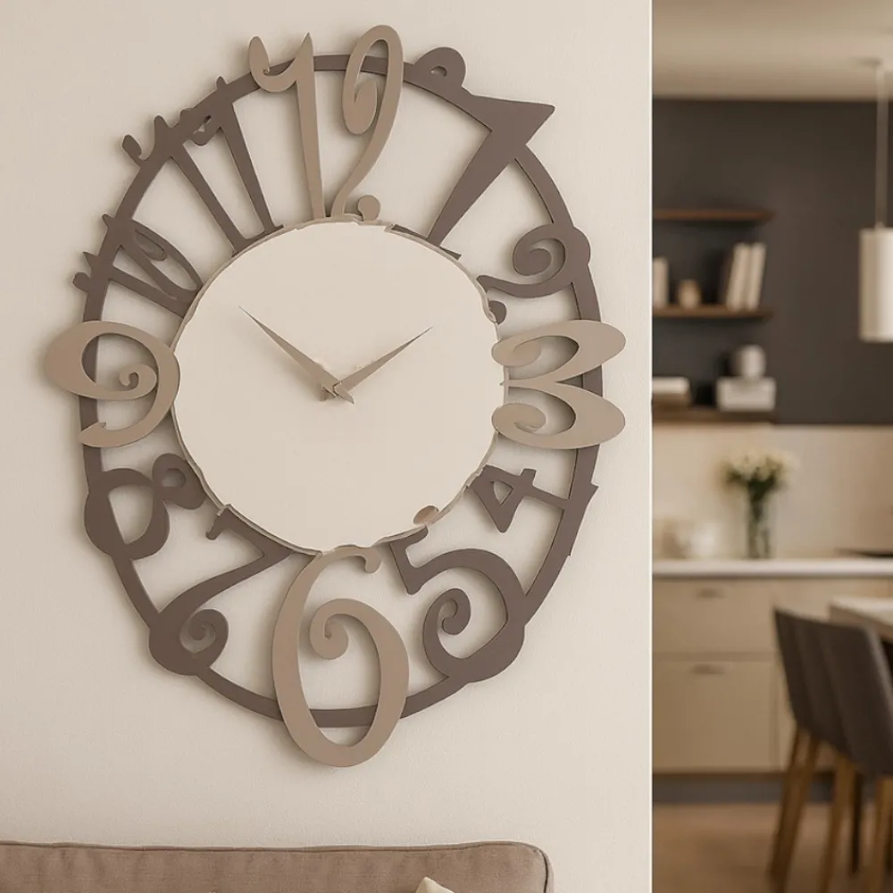 Orologi Da Parete Moderni-Selezionato da Mazzolaluce Orologio ovale da parete moderno design in legno