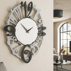 Orologi Da Parete Moderni-Selezionato da Mazzolaluce Orologio ovale design da muro moderno legno nero grigio
