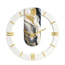 Orologi Da Parete Moderni-Selezionato da Mazzolaluce Orologio particolare da parete rotondo effetto marmorizzato dettagli oro 50cm