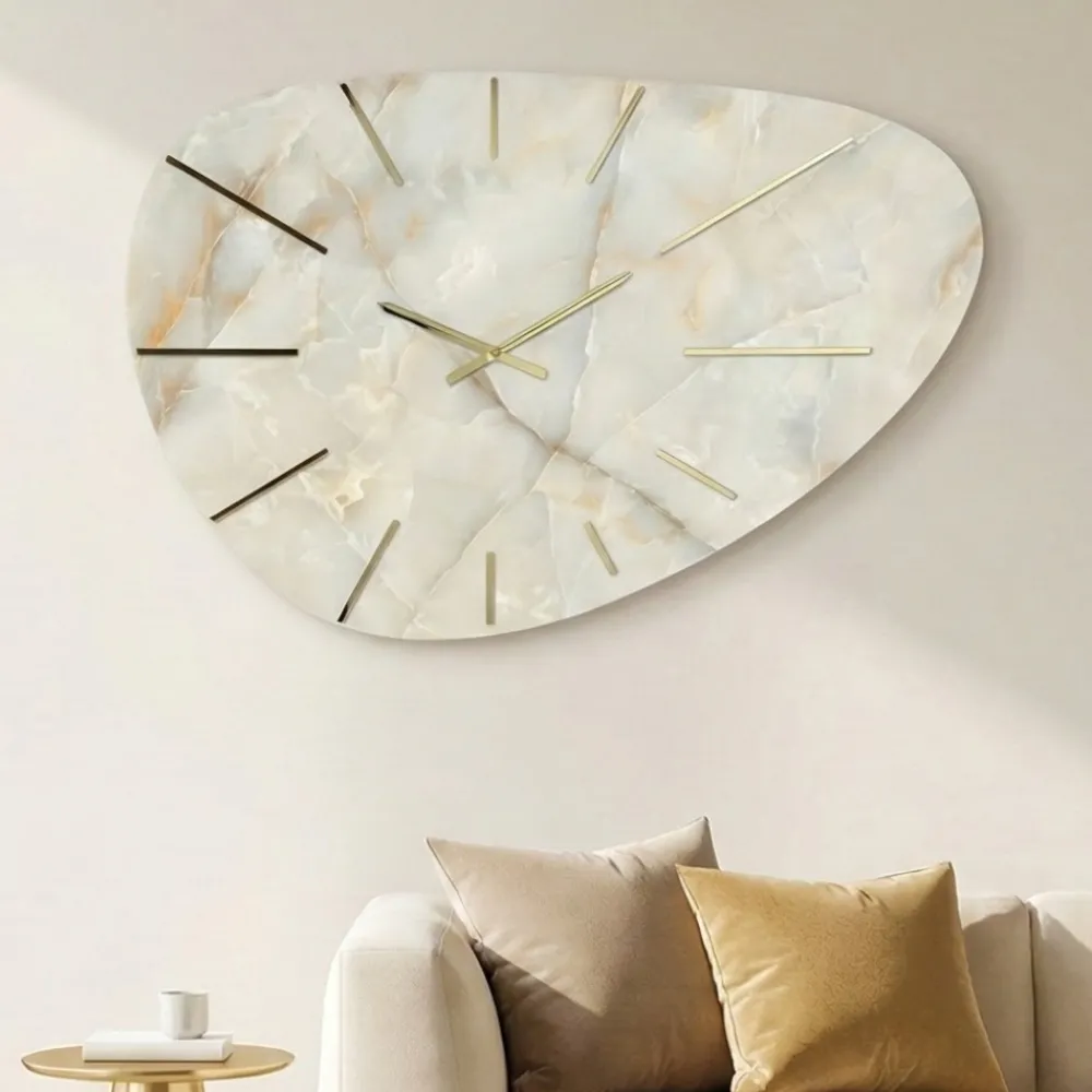 Orologi Da Parete Moderni-Selezionato da Mazzolaluce Orologio per grande parete 110x71 effetto marmo sagomato