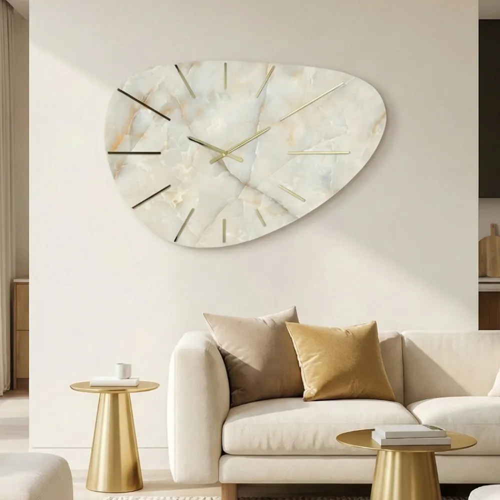 Orologi Da Parete Moderni-Selezionato da Mazzolaluce Orologio per grande parete 110x71 effetto marmo sagomato