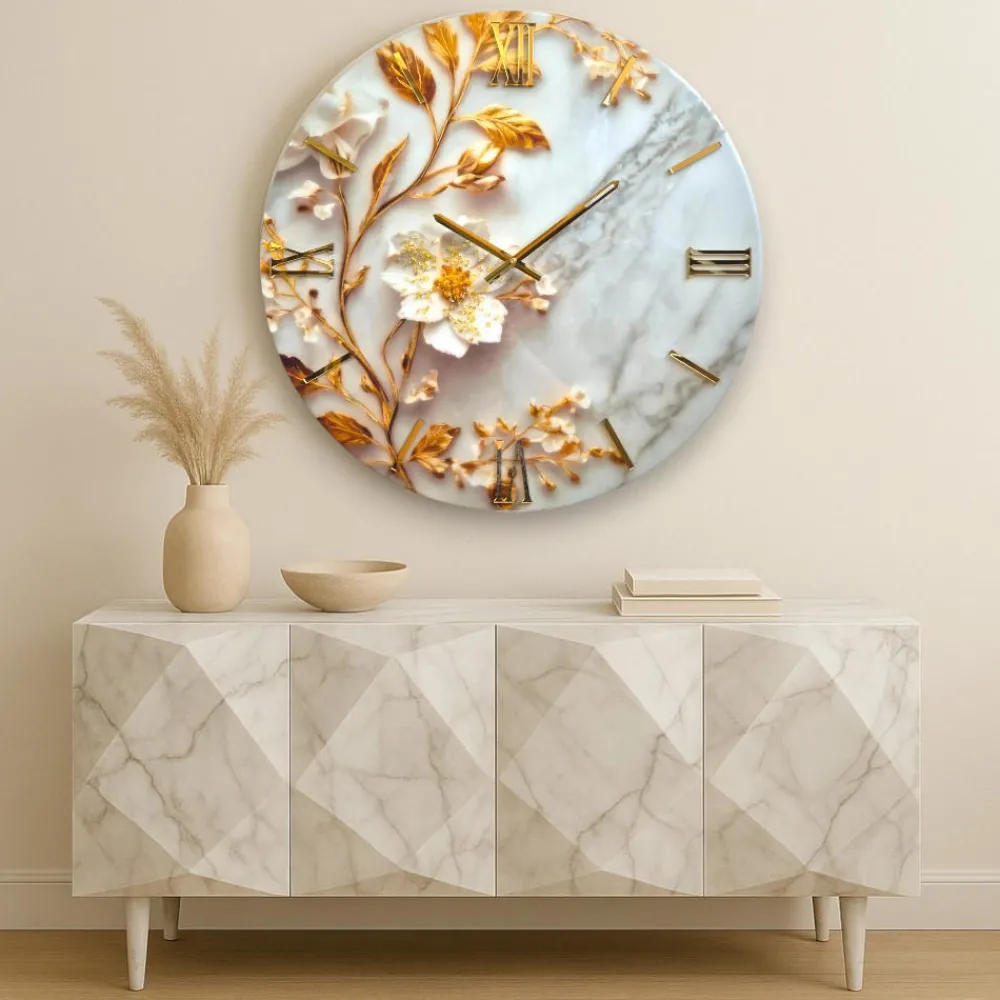 Orologi Da Parete Moderni-Selezionato da Mazzolaluce Orologio per parete 40cm fiore in resina rotondo moderno