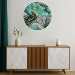 Orologi Da Parete Moderni-Selezionato da Mazzolaluce Orologio per parete 100cm in resina foglia oro verde moderno