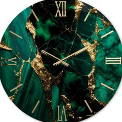 Orologi Da Parete Moderni-Selezionato da Mazzolaluce Orologio per parete 40cm rubino effetto marmo verde oro moderno