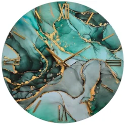 Orologi Da Parete Moderni-Selezionato da Mazzolaluce Orologio petrot 40cm da parete di resina effetto marmo verde
