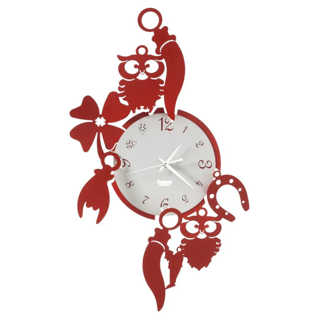 Orologi Da Parete Moderni-Selezionato da Mazzolaluce Orologio portafortuna rosso design moderno