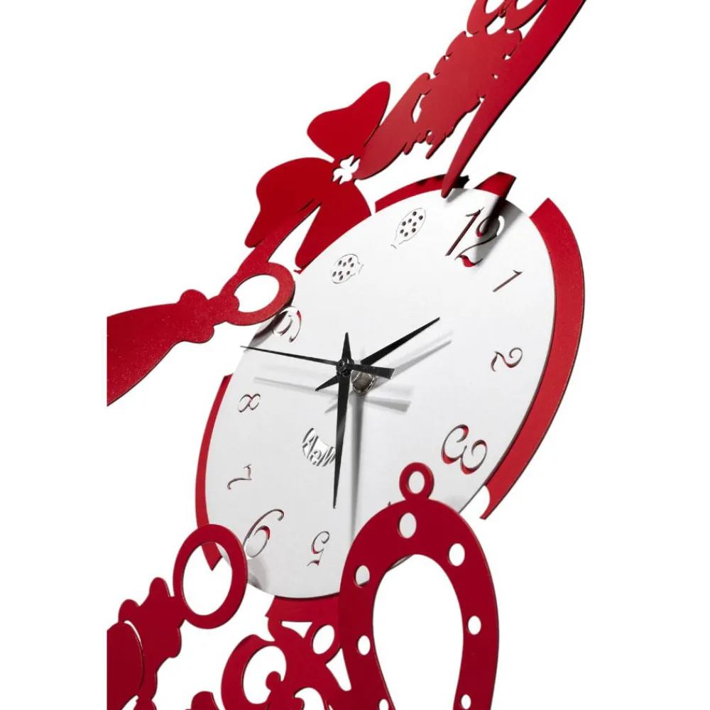 Orologi Da Parete Moderni-Selezionato da Mazzolaluce Orologio portafortuna rosso design moderno