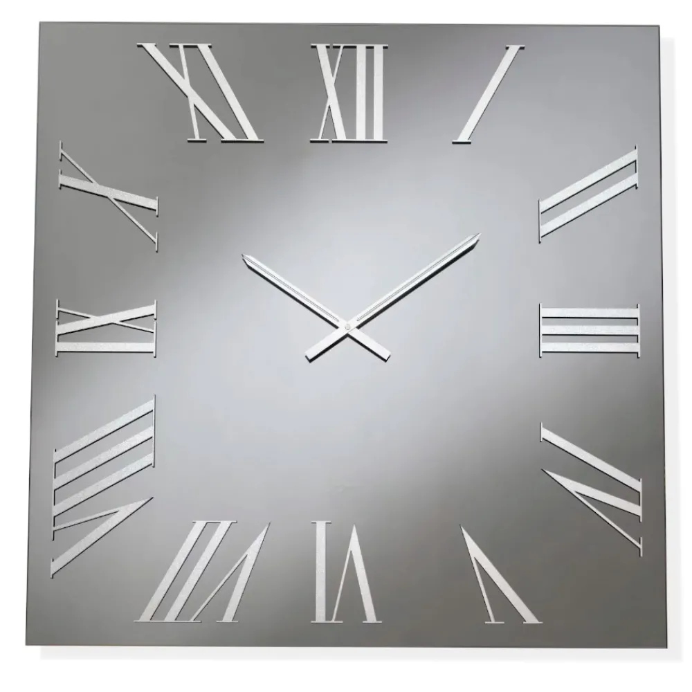Orologi Da Parete Moderni-Selezionato da Mazzolaluce Orologio quadrato da parete 80cm vetro fume numeri romani