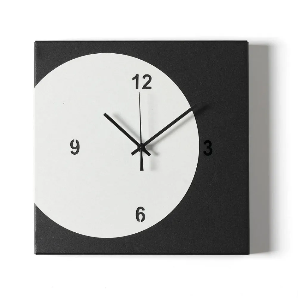 Orologi Da Parete Moderni-Selezionato da Mazzolaluce Orologio quadrato da parete design moderno nero e avorio