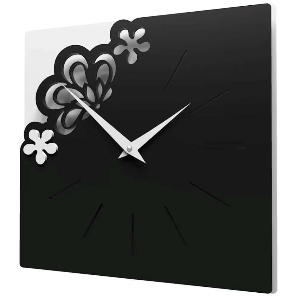 Orologi Da Parete Moderni-Selezionato da Mazzolaluce Orologio quadrato moderno da parete legno colore nero