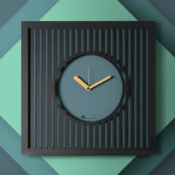 Orologi Da Parete Moderni-Selezionato da Mazzolaluce Orologio quadrato nero e petrolio moderno da parete design geometrico