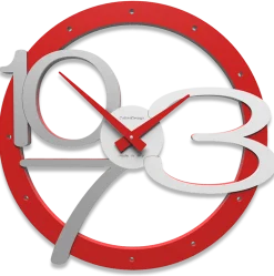 Orologi Da Parete Moderni-Selezionato da Mazzolaluce Orologio rosso da parete moderno in legno traforato