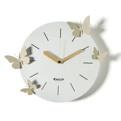 Orologi Da Parete Moderni-Selezionato da Mazzolaluce Orologio rotondo da muro farfalle moderno cenere crema