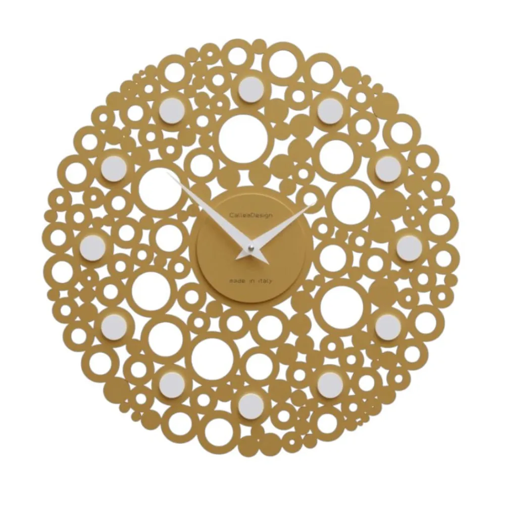 Orologi Da Parete Moderni-Selezionato da Mazzolaluce Orologio rotondo da muro legno oro moderno 40cm