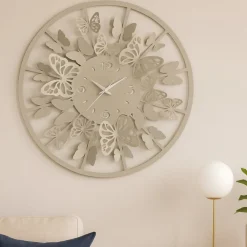 Orologi Da Parete Moderni-Selezionato da Mazzolaluce Orologio rotondo da muro moderno design farfalle metallo sabbia 40cm