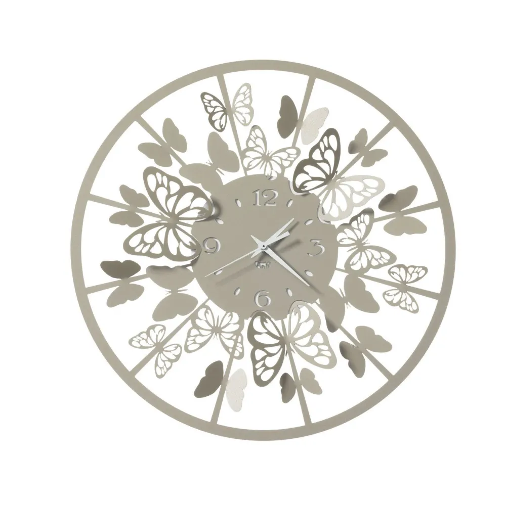 Orologi Da Parete Moderni-Selezionato da Mazzolaluce Orologio rotondo da muro moderno design farfalle metallo sabbia 40cm