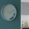 Orologi Da Parete Moderni-Selezionato da Mazzolaluce Orologio rotondo da muro verde moderno con foglie