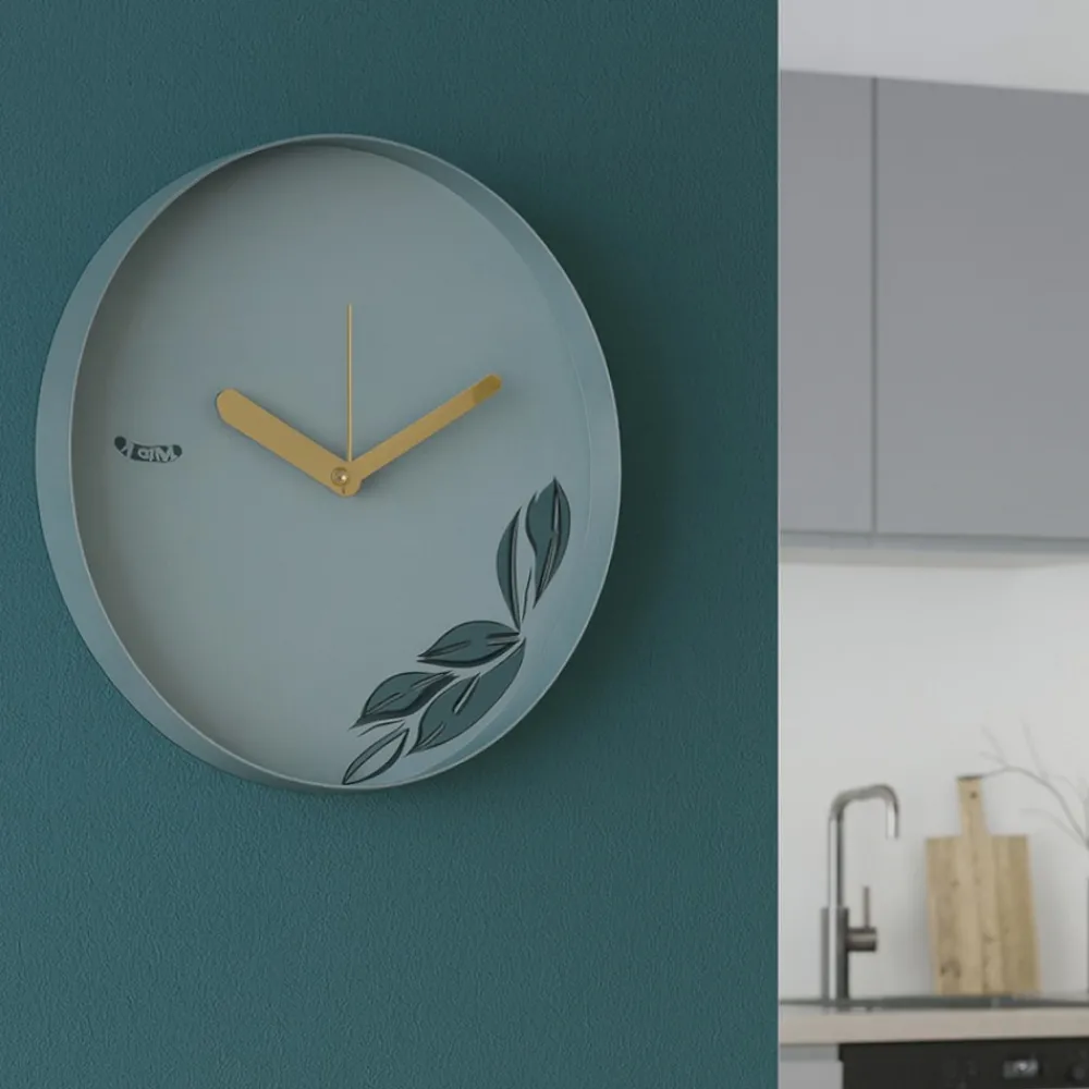 Orologi Da Parete Moderni-Selezionato da Mazzolaluce Orologio rotondo da muro verde moderno con foglie