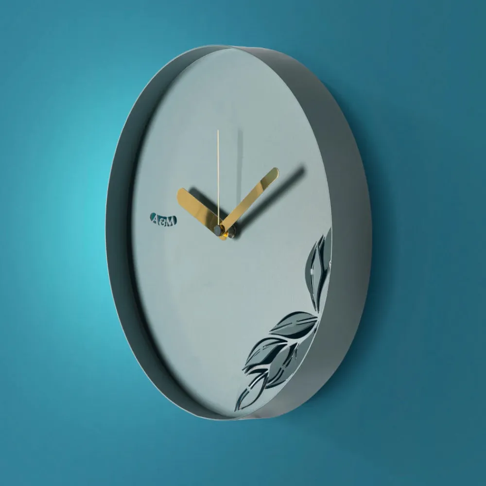 Orologi Da Parete Moderni-Selezionato da Mazzolaluce Orologio rotondo da muro verde moderno con foglie