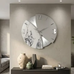 Orologi Da Parete Moderni-Selezionato da Mazzolaluce Orologio rotondo da parete design particolare effetto marmo grigio