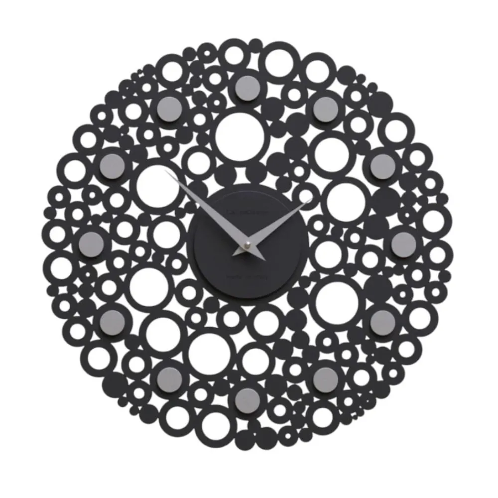 Orologi Da Parete Moderni-Selezionato da Mazzolaluce Orologio rotondo da parete design legno nero traforato