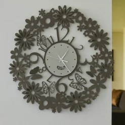 Orologi Da Parete Moderni-Selezionato da Mazzolaluce Orologio rotondo da parete design farfalle fango e avorio