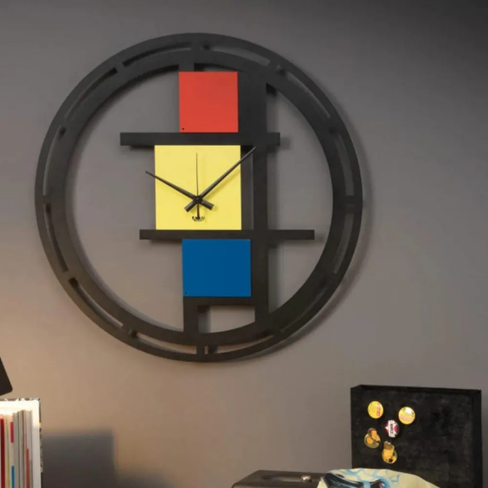 Orologi Da Parete Moderni-Selezionato da Mazzolaluce Orologio rotondo da parete design gemetrico multicolor