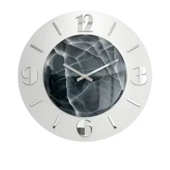 Orologi Da Parete Moderni-Selezionato da Mazzolaluce Orologio rotondo da parete effetto marmorizzato foglia argento 70cm