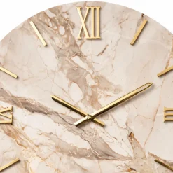 Orologi Da Parete Moderni-Selezionato da Mazzolaluce Orologio rotondo da parete effetto marmo dettagli goglia oro 40cm