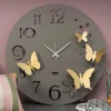 Orologi Da Parete Moderni-Selezionato da Mazzolaluce Orologio rotondo da parete fango farfalle dorate