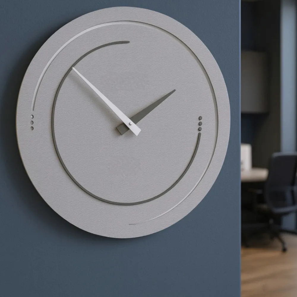 Orologi Da Parete Moderni-Selezionato da Mazzolaluce Orologio rotondo da parete in legno moderno grigio quarzo